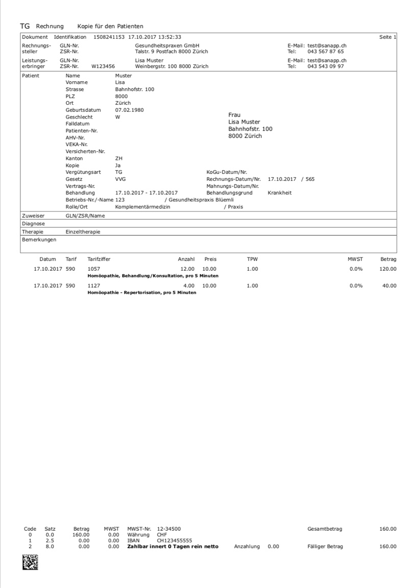 Rechnung Tarif 590