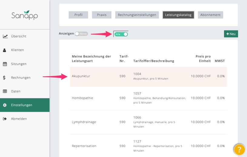 Detailansicht über Drop-Down-Menu öffnen