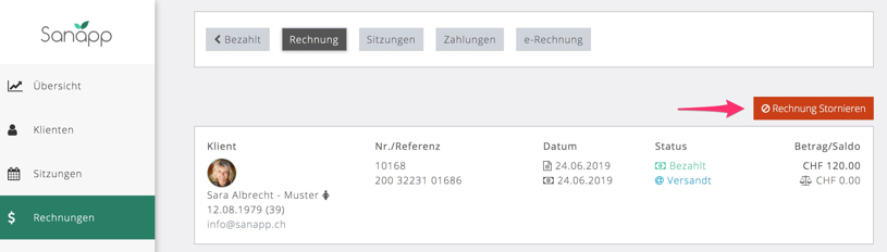 Rechnung stornieren