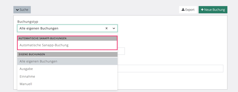 Automatische Buchungen - Suche