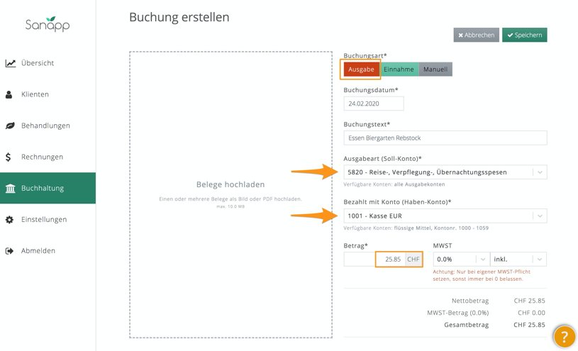 Buchung der Fremdwährungsausgabe