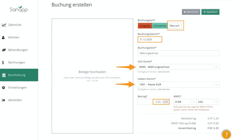 Buchung des Währungsverlusted