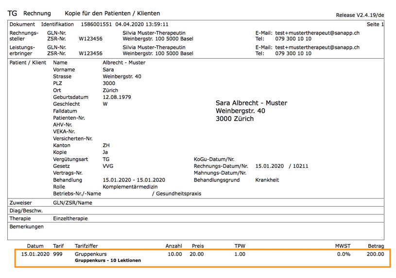 Rechnung für Anzahlung