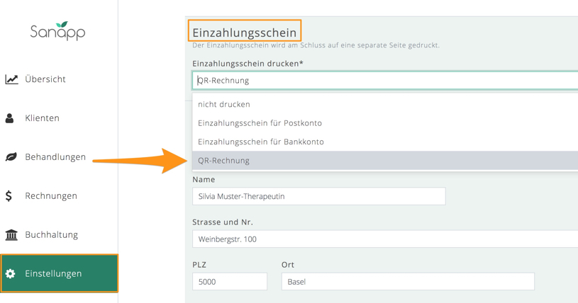 Einstellungen QR-Rechnung